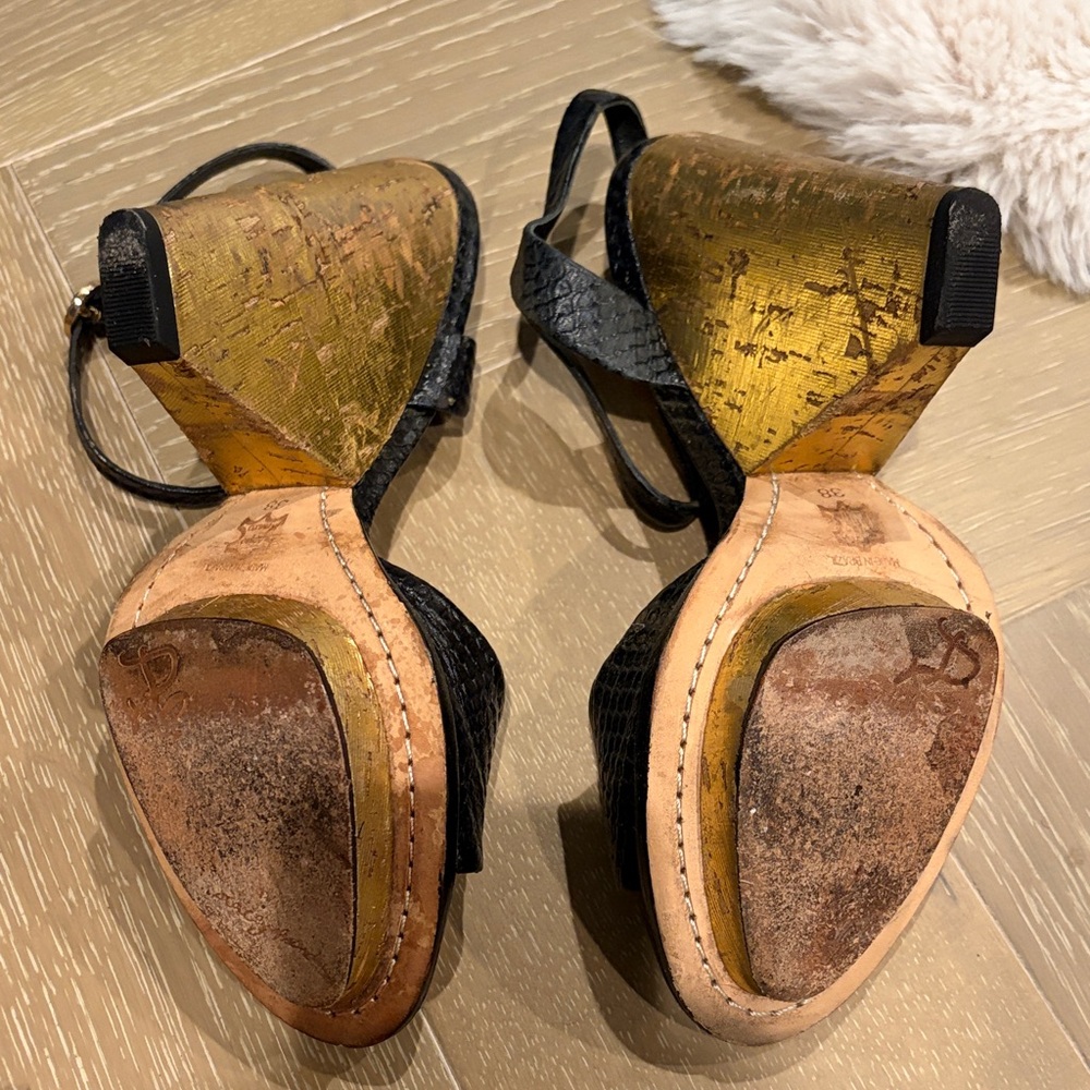 Alice + Olivia Black Python Printed Leather Textu… - image 3